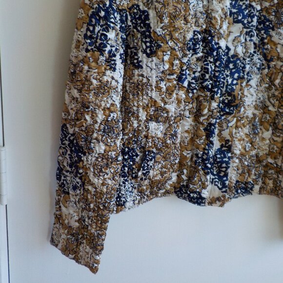 Hearts of Palm Puffer Jacket - Petite Large - Zip Front - Blue Gold White (511) - Picture 2 of 7